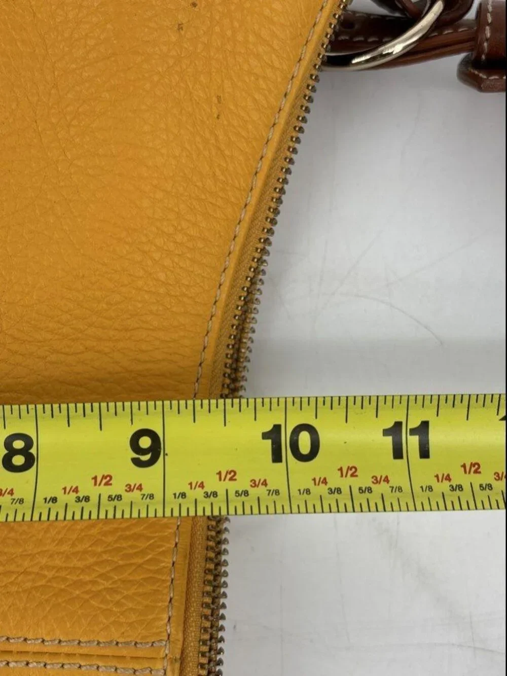 Dooney & Bourke Yellow Pebble Leather Hobo Bag Brown Trim Large Shoulder